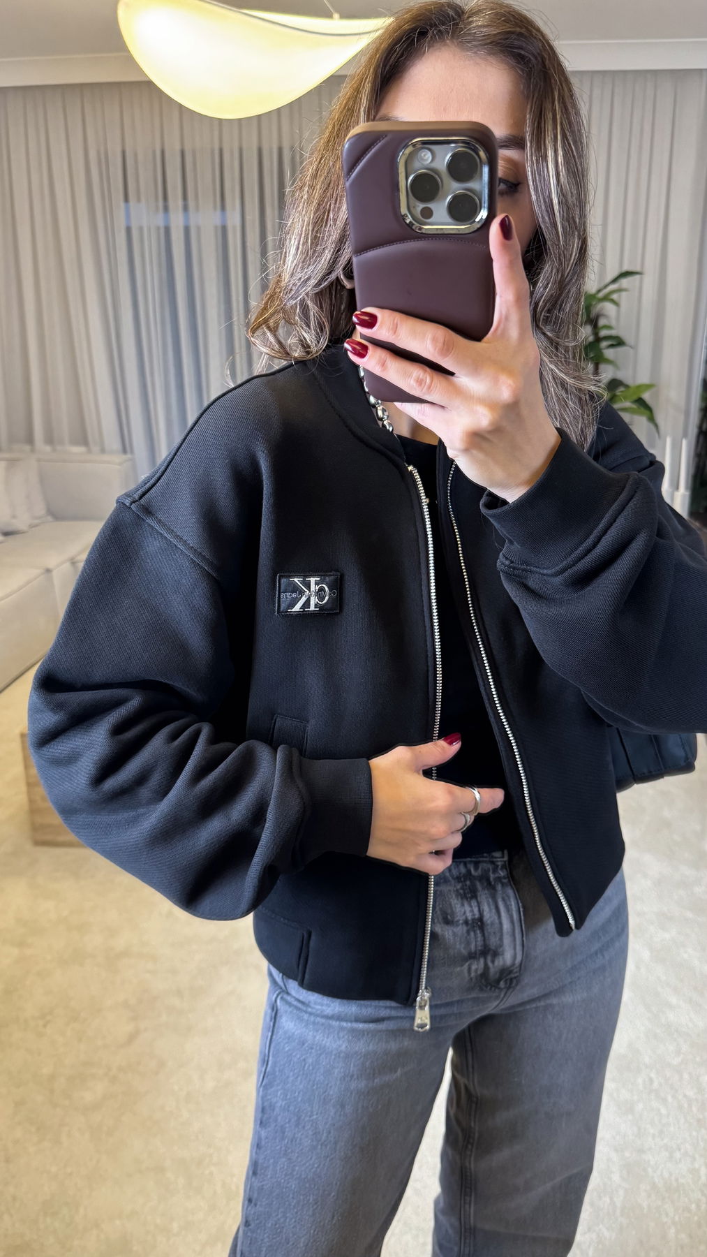 Embroidered Collegiate Zip Sweatshirt