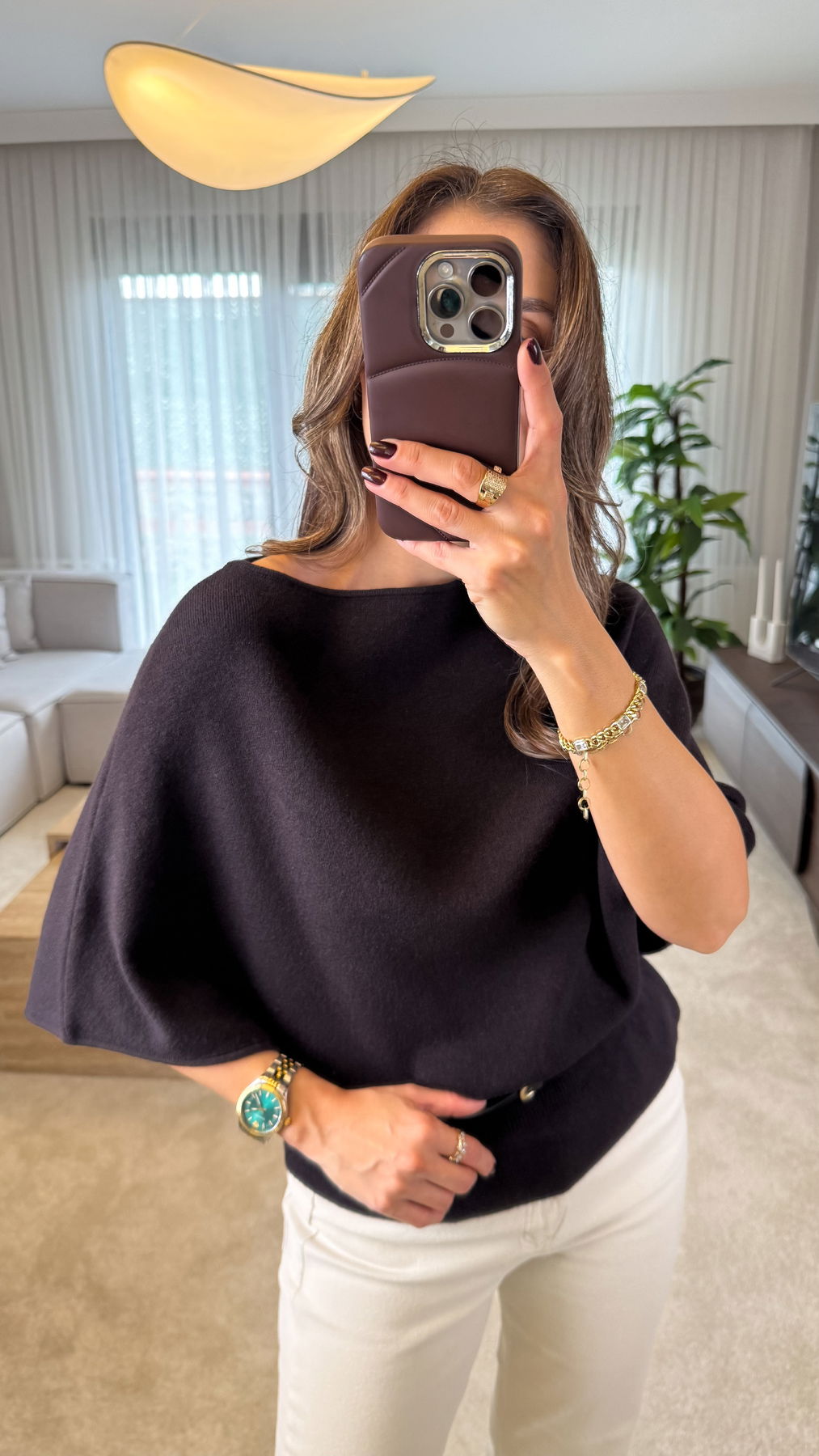 Belted Dress With a Boat Neck And Batwing Sleeves