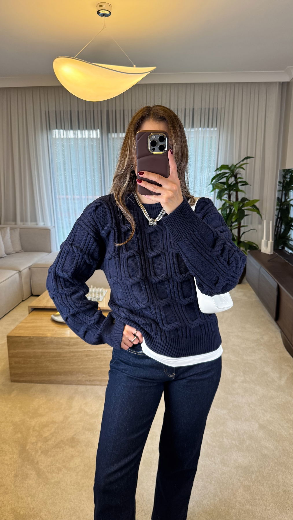 Knitted Crew-neck Sweater With Woven Details