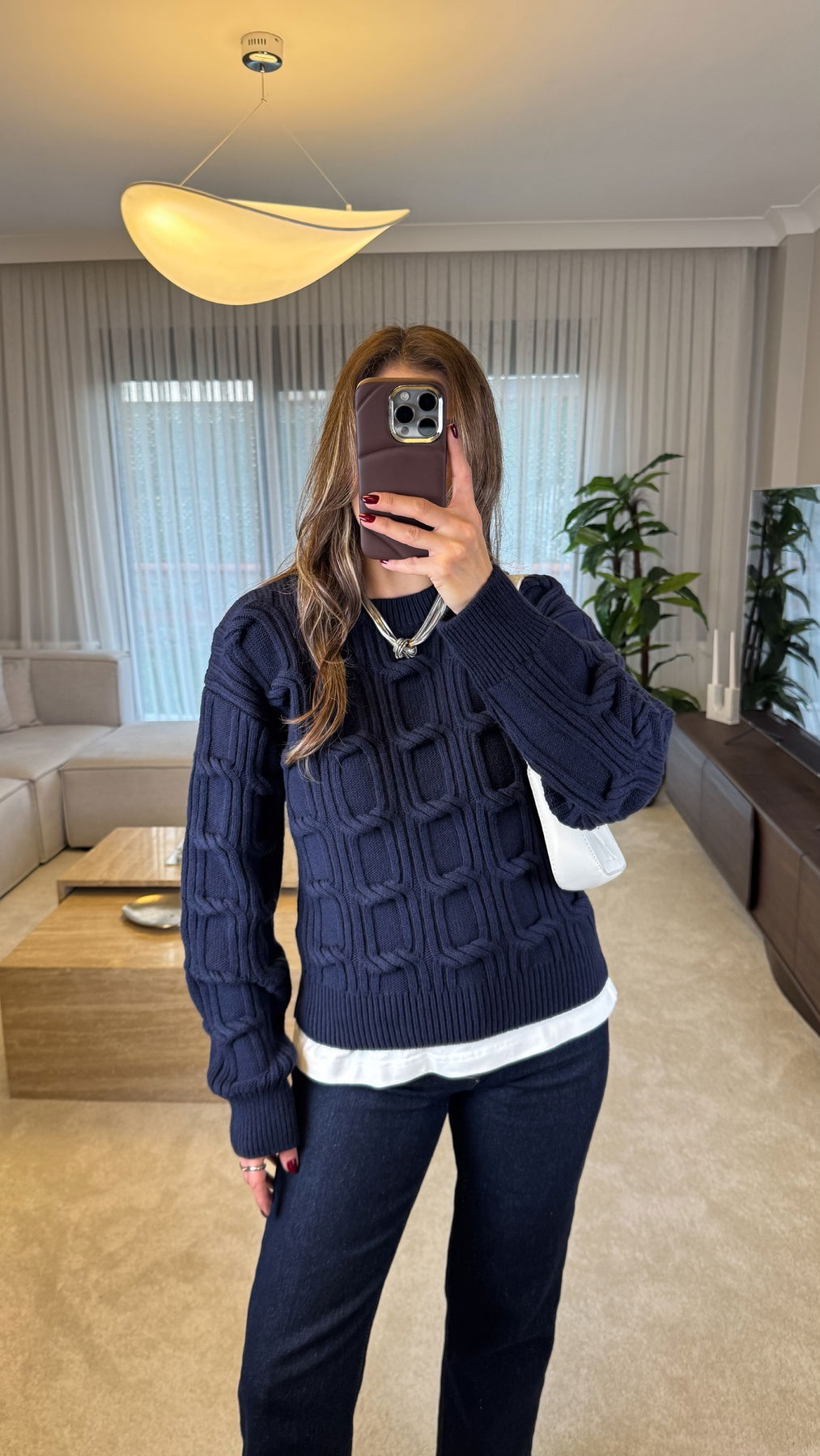 Knitted Crew-neck Sweater With Woven Details