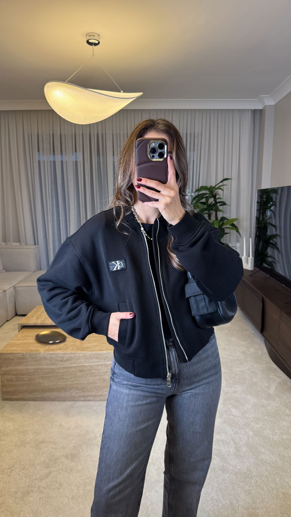 Embroidered Collegiate Zip Sweatshirt