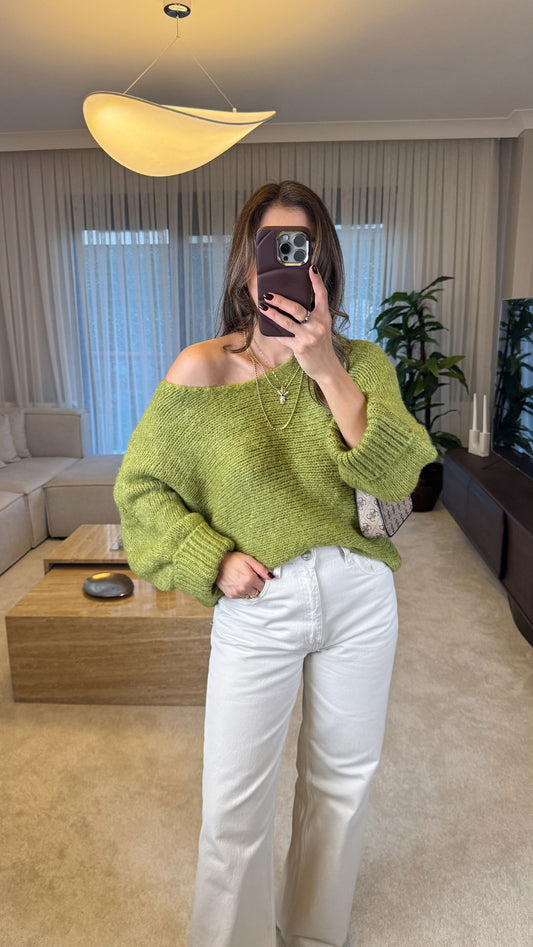 Boat Neck Batwing Sleeve Knit Sweater
