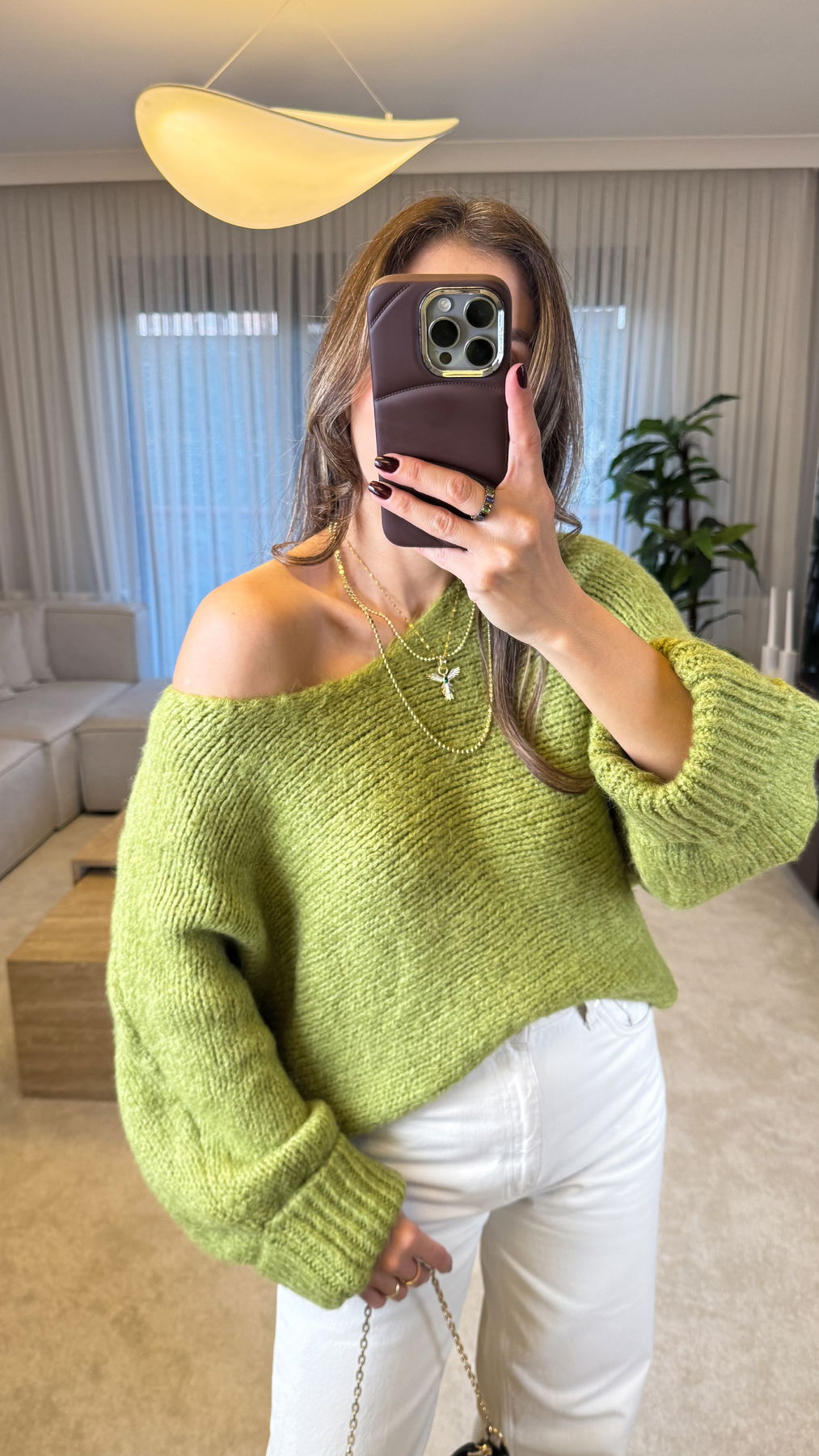 Boat Neck Batwing Sleeve Knit Sweater