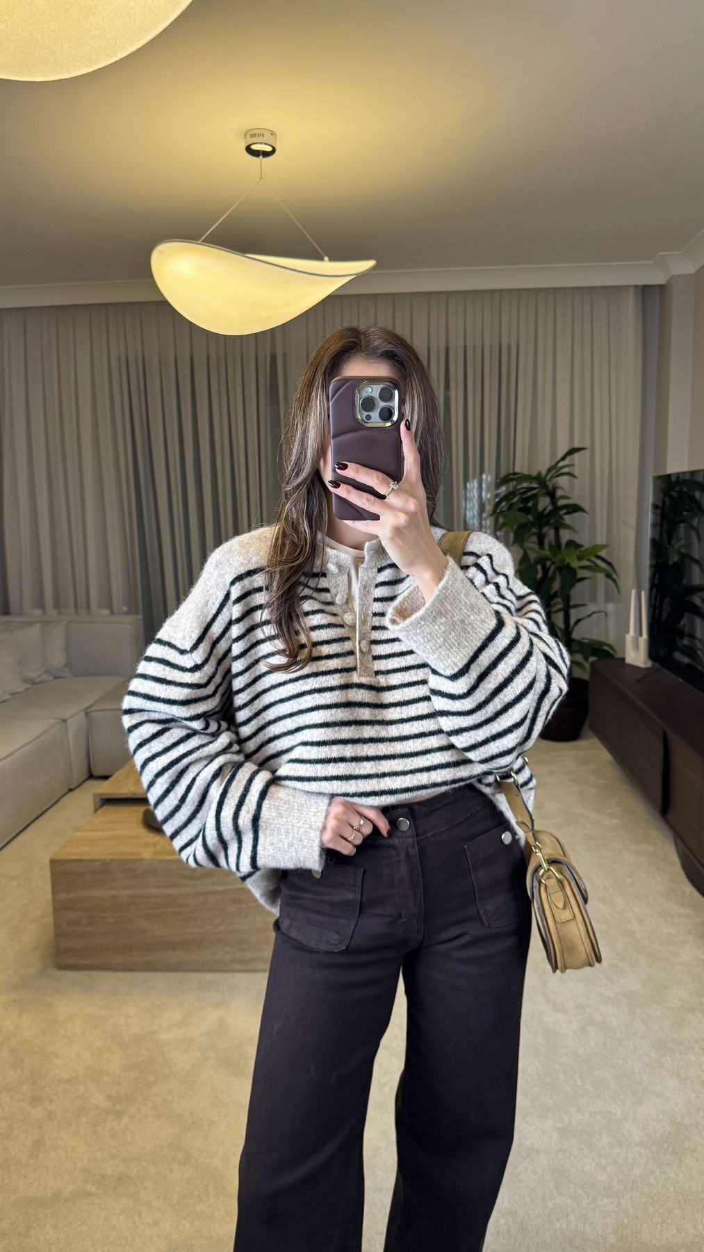Buttoned Striped Sweater