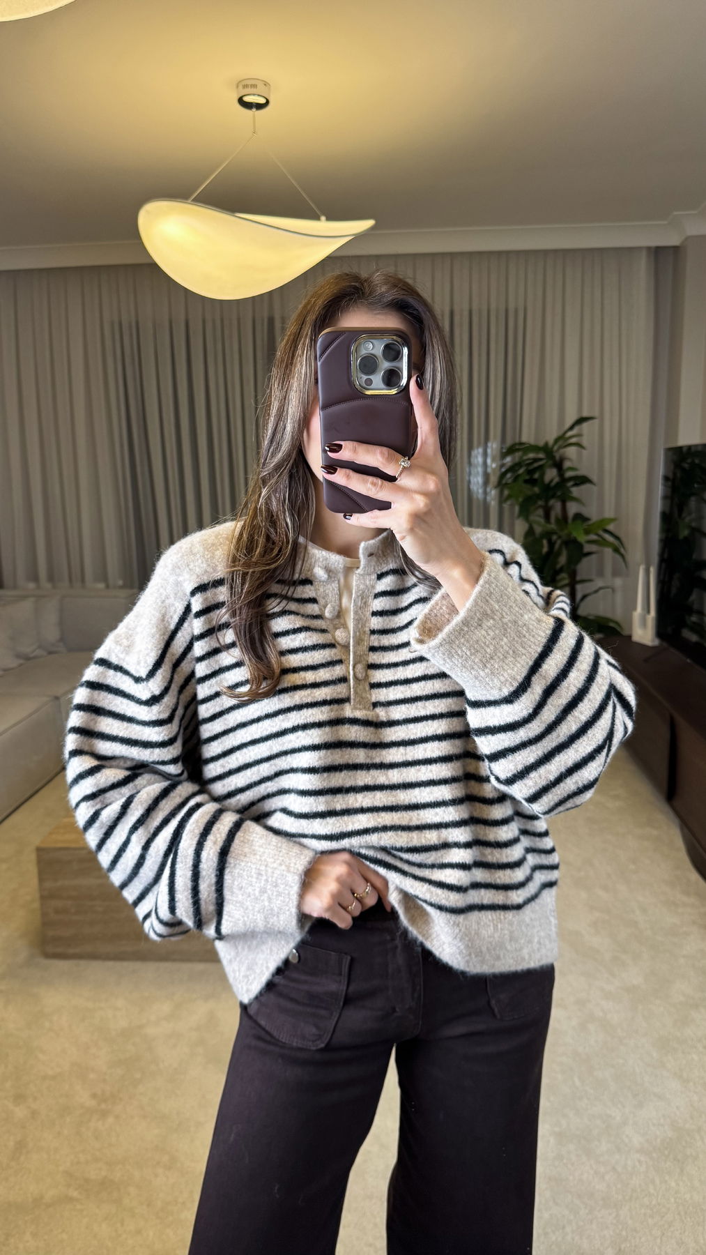 Buttoned Striped Sweater