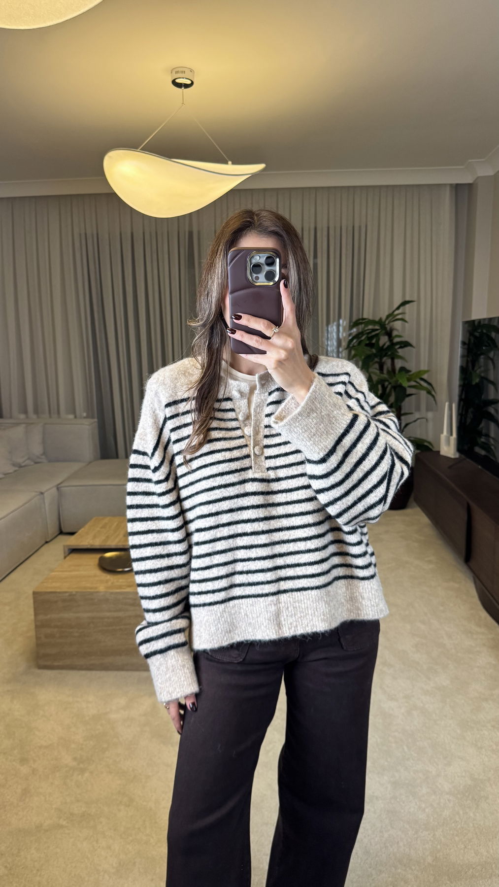 Buttoned Striped Sweater