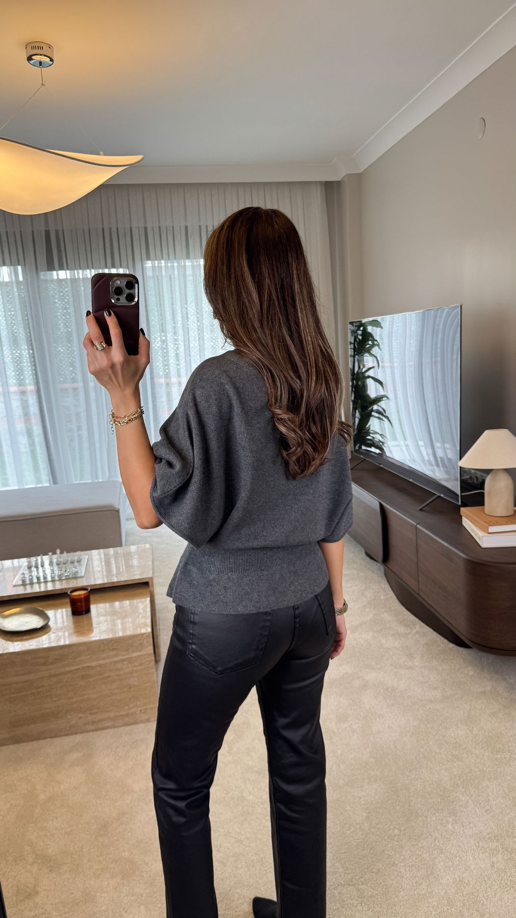 Belted Dress With a Boat Neck And Batwing Sleeves