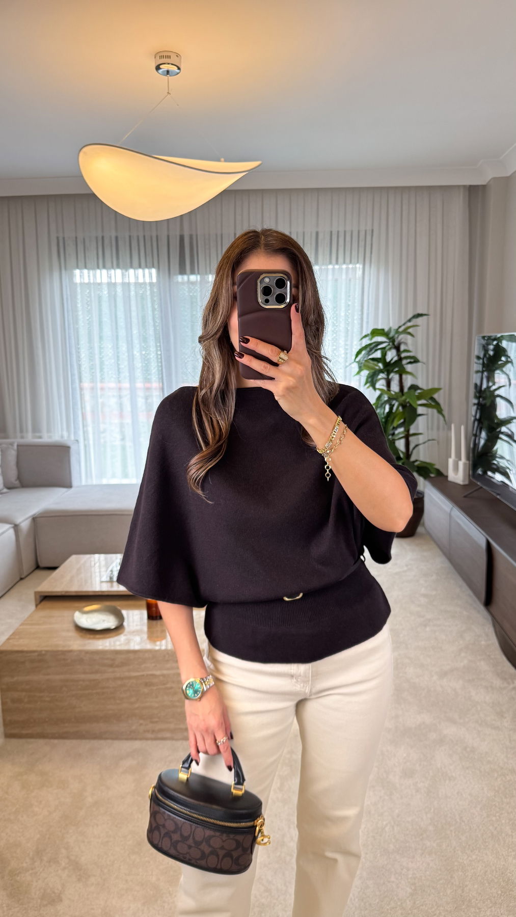 Belted Dress With a Boat Neck And Batwing Sleeves