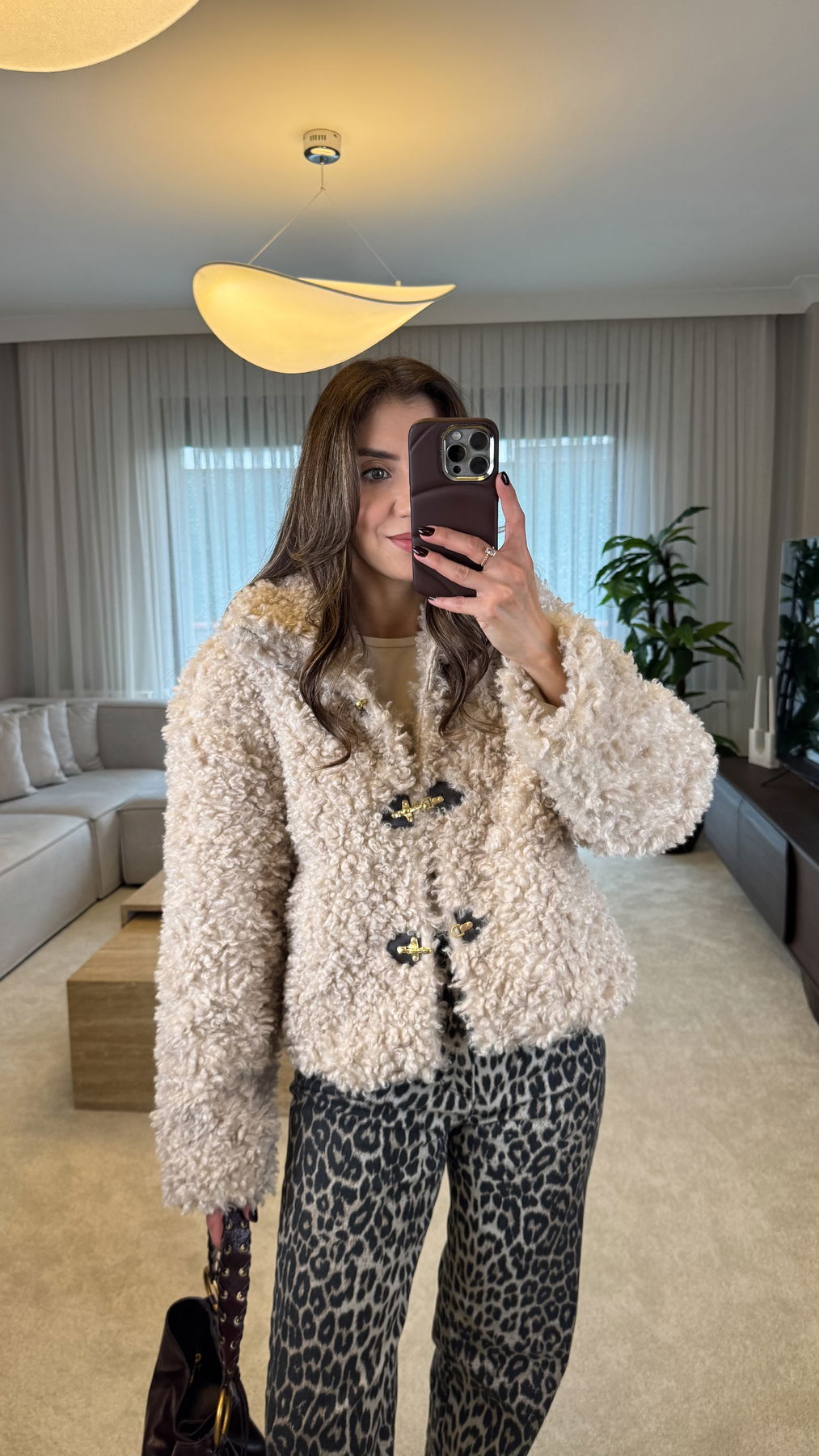 Plush Fur Jacket With Hook Closure