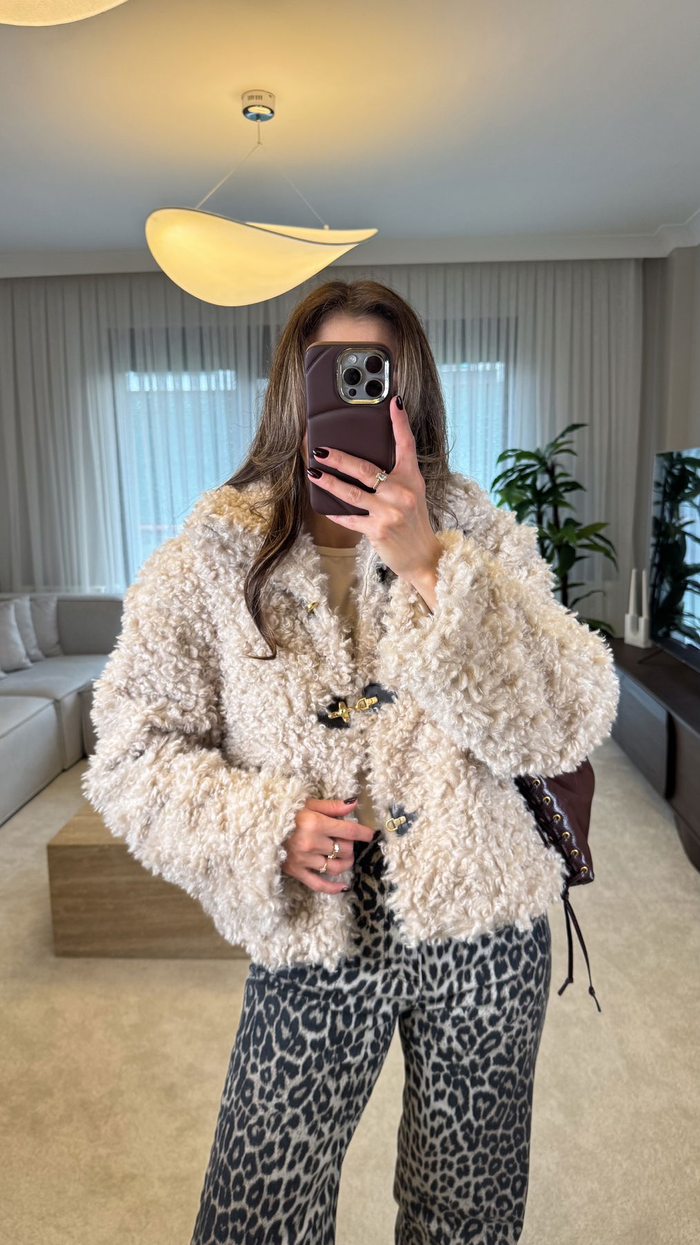 Plush Fur Jacket With Hook Closure