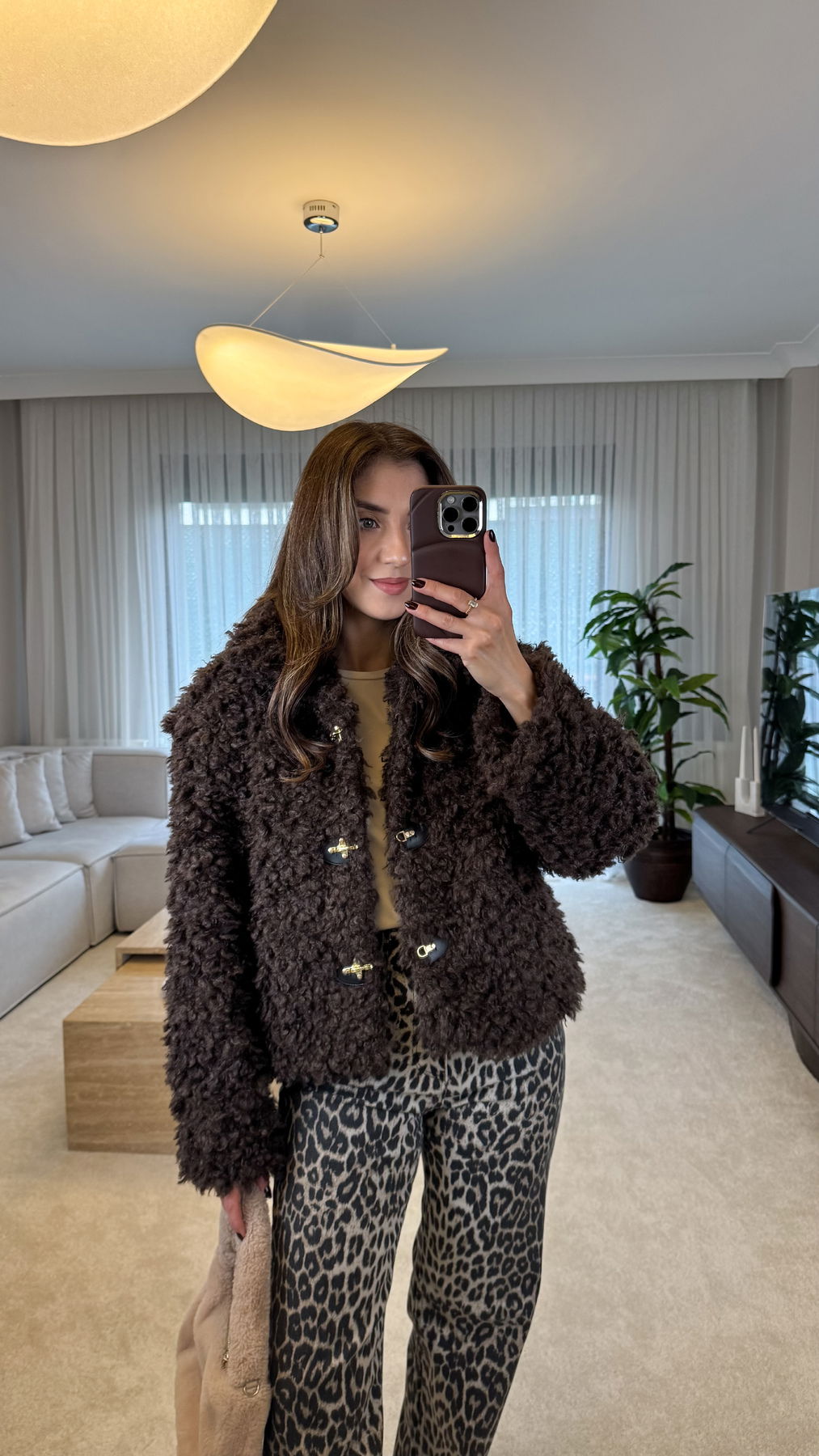 Plush Fur Jacket With Hook Closure
