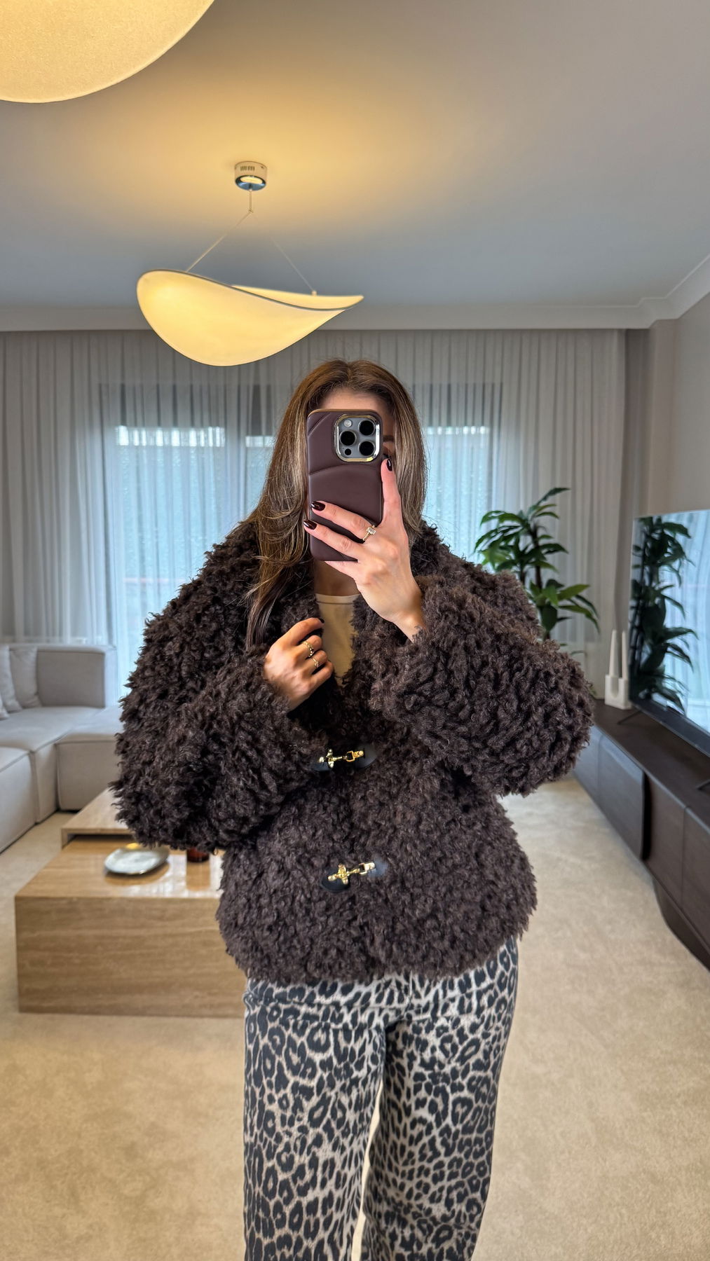 Plush Fur Jacket With Hook Closure