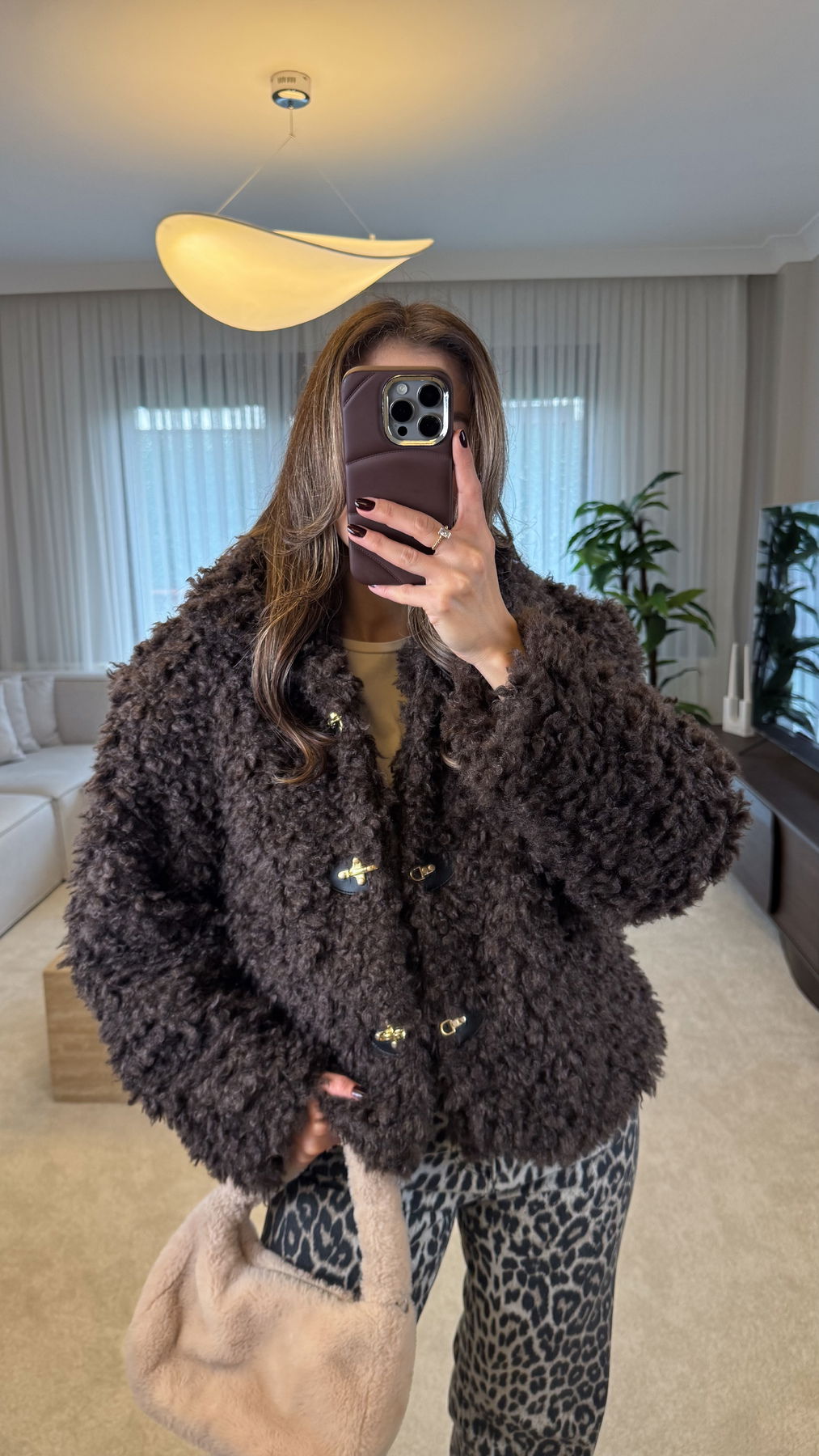 Plush Fur Jacket With Hook Closure