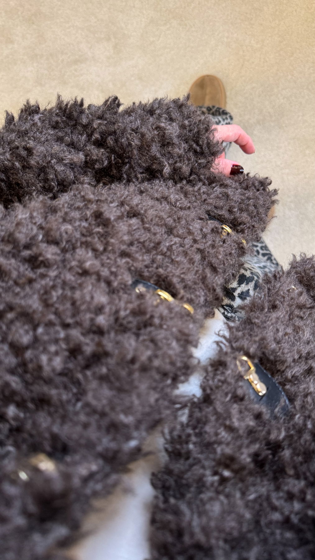 Plush Fur Jacket With Hook Closure